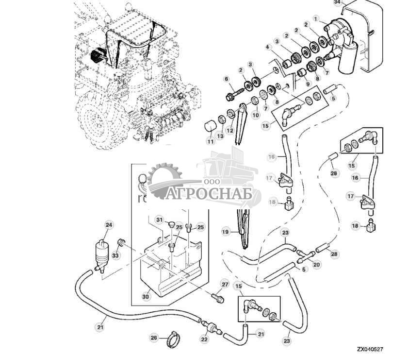Система стеклоочистителя  стеклоомывателя, боковые окна 